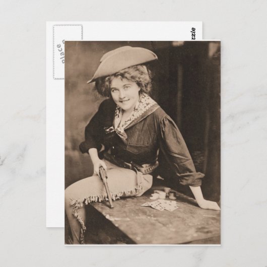 ヴィンテージ女性のカーボーイはがき ポストカード (正面/裏面)