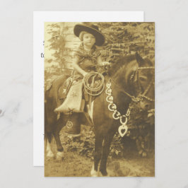 ヴィンテージ女性のカーボーイウエスタンパーティの招待状 招待状