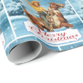 ヴィンテージ女性のカーボーイオンホースウィンターメリークリスマス ラッピングペーパー (ロールコーナー)