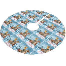 ヴィンテージ女性のカーボーイオンホースメリークリスマスウィンター ブラッシュドポリエステルツリースカート