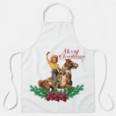 ヴィンテージ女性のカーボーイオンホースメリークリスマスエプロン エプロン (正面)