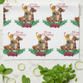 ヴィンテージ女性のカーボーイオンホースメリークリスマス キッチンタオル (折り畳み)