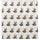 ヴィンテージ女性のカーボーイオンホースメリークリスマス シャワーカーテン (正面)