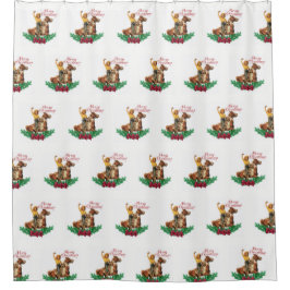 ヴィンテージ女性のカーボーイオンホースメリークリスマス シャワーカーテン