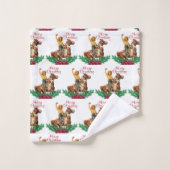 ヴィンテージ女性のカーボーイオンホースメリークリスマス バスタオルセット (ウォッシュタオル)