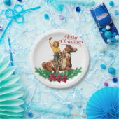 ヴィンテージ女性のカーボーイオンホースメリークリスマス ペーパープレート (パーティー)