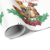 ヴィンテージ女性のカーボーイオンホースメリークリスマス ラッピングペーパー (ロールコーナー)