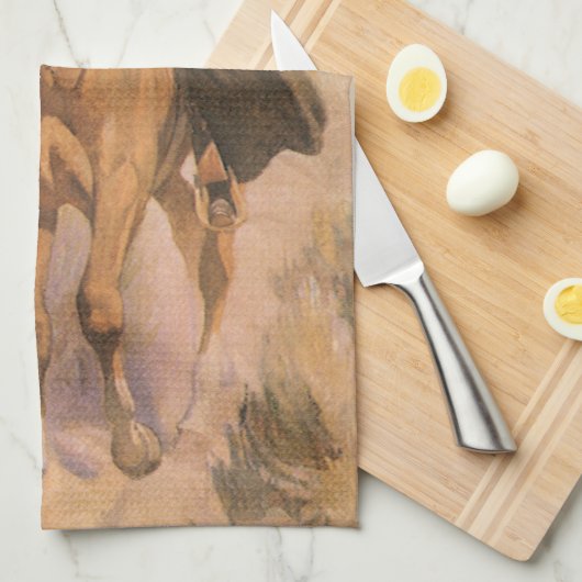 ヴィンテージ女性のカーボーイカウボーイウーマンオンホースバイダントン キッチンタオル (四つ折り)