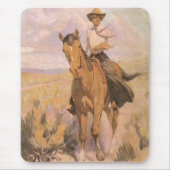 ヴィンテージ女性のカーボーイカウボーイウーマンオンホースバイダントン マウスパッド (正面)