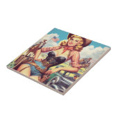 ヴィンテージ女性のカーボーイピン留め タイル (側面)