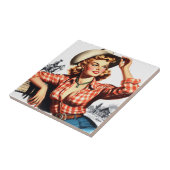 ヴィンテージ女性のカーボーイピン留め タイル (側面)