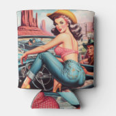 ヴィンテージ女性のカーボーイピン留め 缶クーラー (裏面)