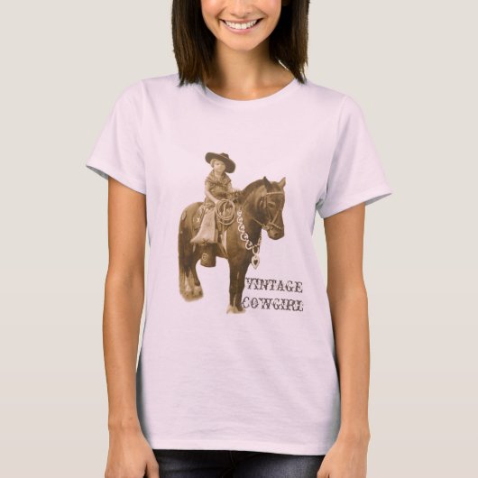 ヴィンテージ女性のカーボーイレディース Tシャツ (正面)