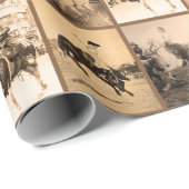 ヴィンテージ女性のカーボーイロデオヒストリックフォトコラージュ ラッピングペーパー (ロールコーナー)