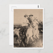 ヴィンテージ女性のカーボーイロードライダー1910 ポストカード (正面/裏面)