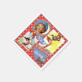 ヴィンテージ女性のカーボーイローピンウェスタンパーティー スタンダードカクテルナプキン (角)