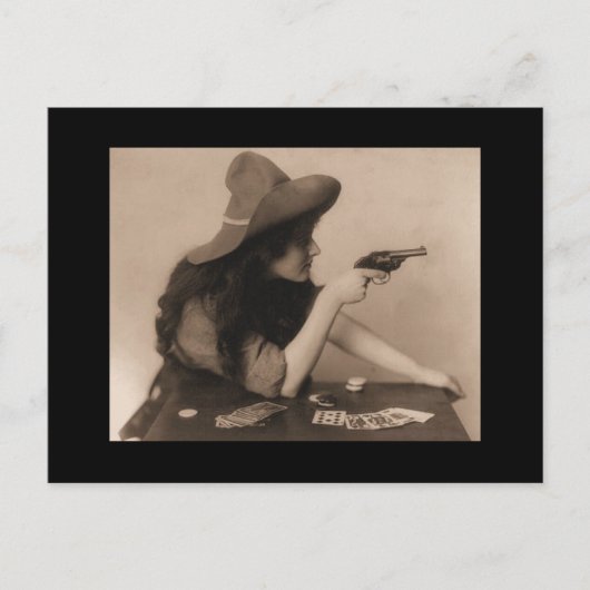 ヴィンテージ女性のカーボーイ(ガンはがき) ポストカード (正面)