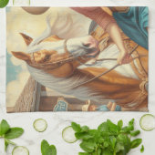 ヴィンテージ女性のカーボーイ キッチンタオル (折り畳み)