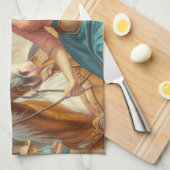 ヴィンテージ女性のカーボーイ キッチンタオル (四つ折り)