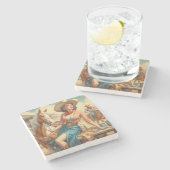 ヴィンテージ女性のカーボーイ ストーンコースター (横)