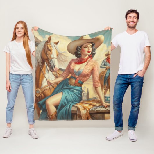 ヴィンテージ女性のカーボーイ フリースブランケット (インサイチュ)