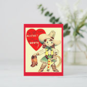 ヴィンテージ女性のカーボーイ&ブーツ1950年代バレンタイン ポストカード (スタンド正面)