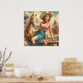 ヴィンテージ女性のカーボーイ ポスター (キッチン)