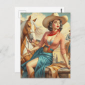 ヴィンテージ女性のカーボーイ ポストカード (正面/裏面)