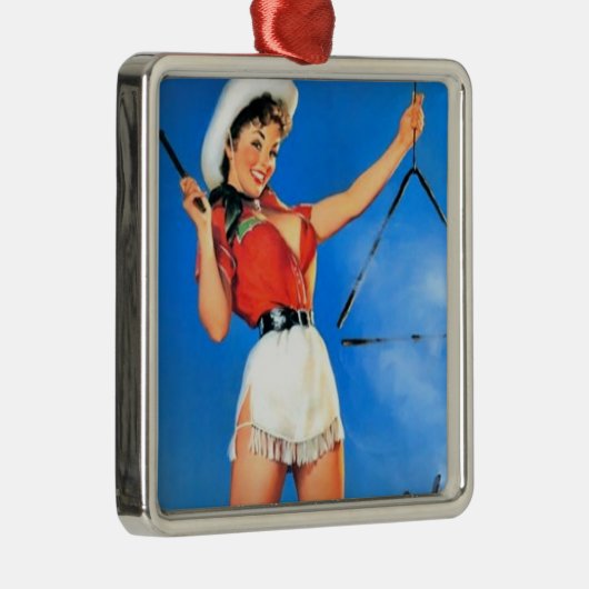 ヴィンテージ女性のカーボーイ メタルオーナメント (右)