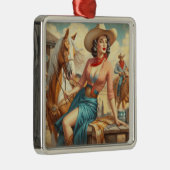 ヴィンテージ女性のカーボーイ メタルオーナメント (右)