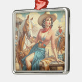 ヴィンテージ女性のカーボーイ メタルオーナメント (左)