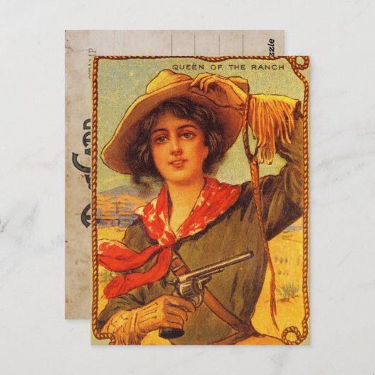 ヴィンテージ女性のカーボーイ「牧場の女王」ポストカード ポストカード (正面/裏面)