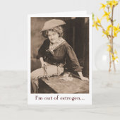 ヴィンテージ女性のカーボーイ – 私はエストロゲン系だ。 カード (黄色い花)