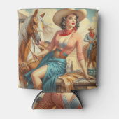 ヴィンテージ女性のカーボーイ 缶クーラー (正面)