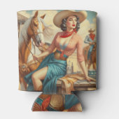 ヴィンテージ女性のカーボーイ 缶クーラー (裏面)