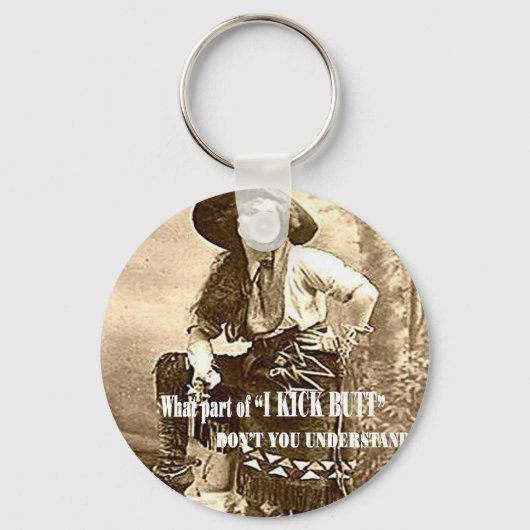 ヴィンテージ女性のカーボーイ「I KICKお尻」キーチェーン キーホルダー (正面)