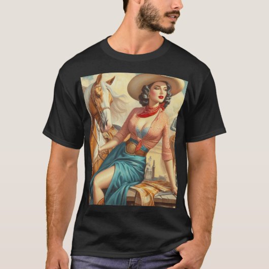 ヴィンテージ女性のカーボーイ Tシャツ (正面)