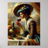 ヴィンテージ女性のワインを飲む ポスター (正面)