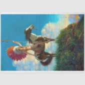 ヴィンテージ女性の素朴テクスチャー馬のデコパージュ 薄葉紙 (正面)