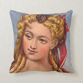 ヴィンテージ女性の顔ポートレート1880年代 クッション