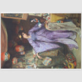 ヴィンテージ女性アンティークテクスチャー紫着物 薄葉紙 (正面)