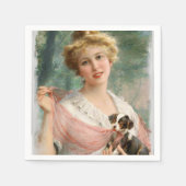 ヴィンテージ女性アートコラージュデジタルパーティーナプキン スタンダードカクテルナプキン (正面)
