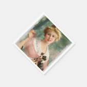 ヴィンテージ女性アートコラージュデジタルパーティーナプキン スタンダードカクテルナプキン (角)