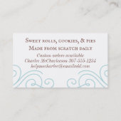 ヴィンテージ女性ガールベーカリーベーキングクッキー 名刺 (裏面)