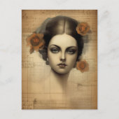 ヴィンテージ女性コラージュ ポストカード (正面)