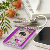 ヴィンテージ女性シャンパンレーベルピンクパープル キーホルダー (正面右)