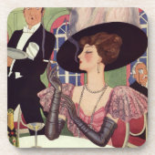 ヴィンテージ女性シャンパン喫煙たばこ コースター (正面)