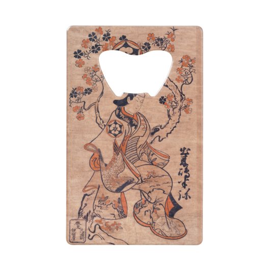 ヴィンテージ女性スケッチ出来島半屋着席 クレジットカード栓抜き (正面)