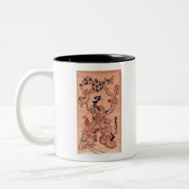 ヴィンテージ女性スケッチ出来島半屋着席 ツートーンマグカップ