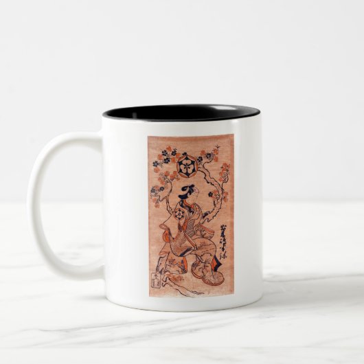 ヴィンテージ女性スケッチ出来島半屋着席 ツートーンマグカップ (左)